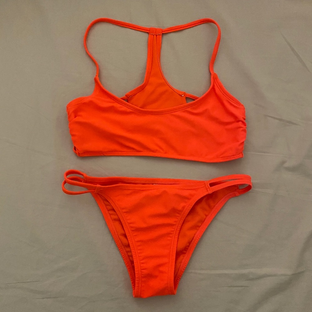 Neon orange swim set